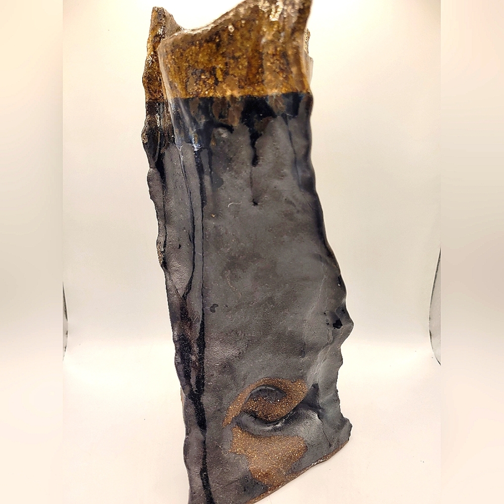 Original Brutalist Abstract Glazed Ceramic Vase